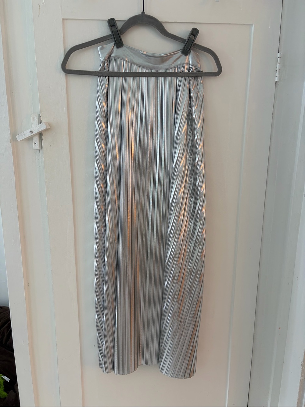 Mother metallic Silver Pleated Maxi Skirt - Picture 2 of 2